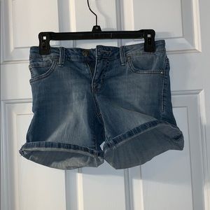 Light wash denim shorts